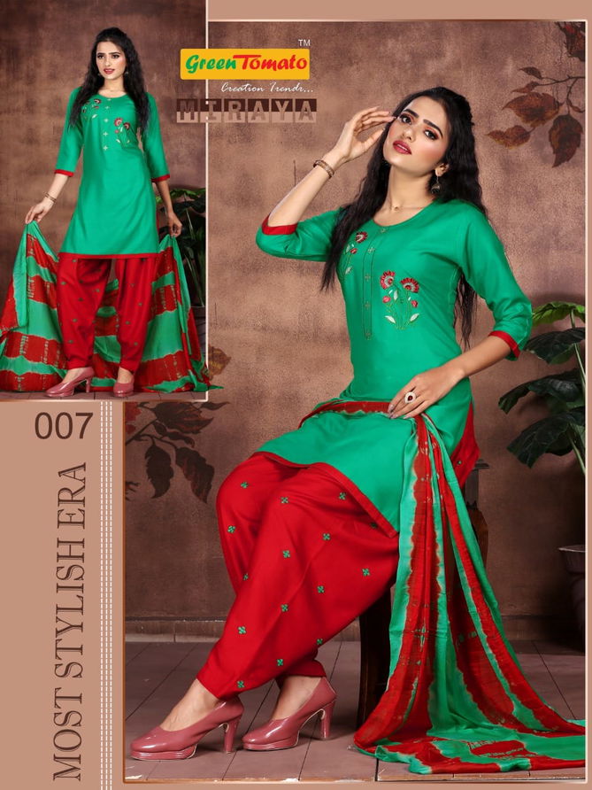 Green Tomato Miraya Patiyala Casual Daily Wear Rayon Ready Made Collection